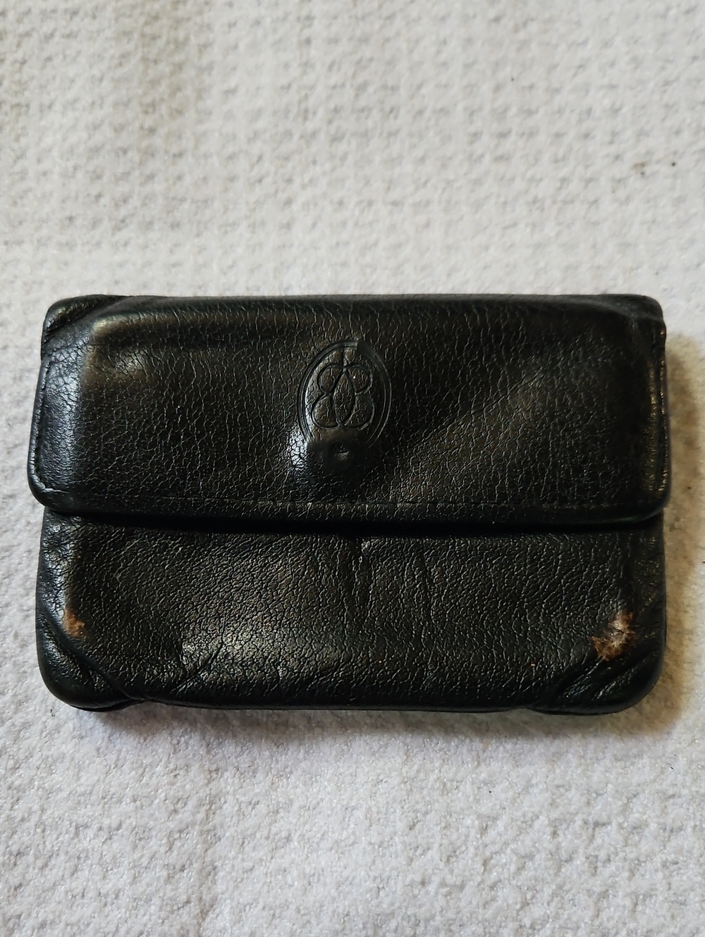 Buxton Black Leather Coin Pouch with Gold Snap
